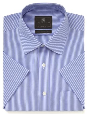 Cotton Rich Easy to Iron Short Sleeve Striped Shirt Image 1 of 1