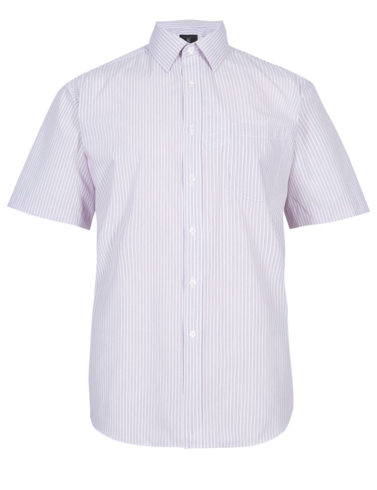 Cotton Rich Easy to Iron Short Sleeve Striped Shirt 2 of 5
