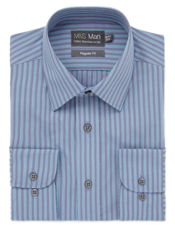 Cotton Rich Easy to Iron Striped Shirt Image 1 of 1