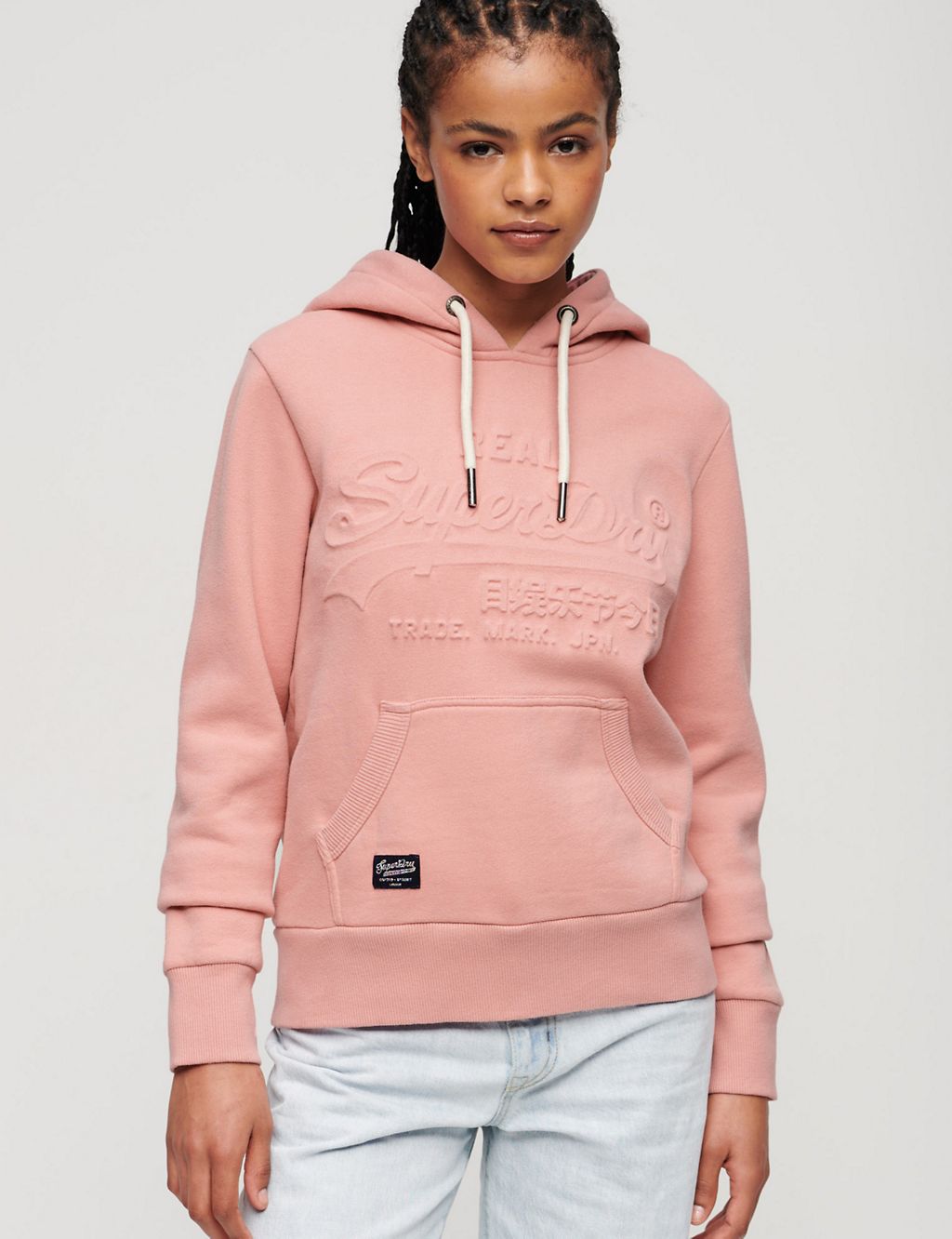 Cotton Rich Embossed Logo Relaxed Hoodie 3 of 5