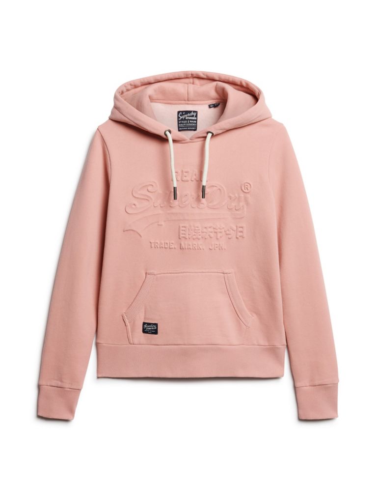 Cotton Rich Embossed Logo Relaxed Hoodie 2 of 5