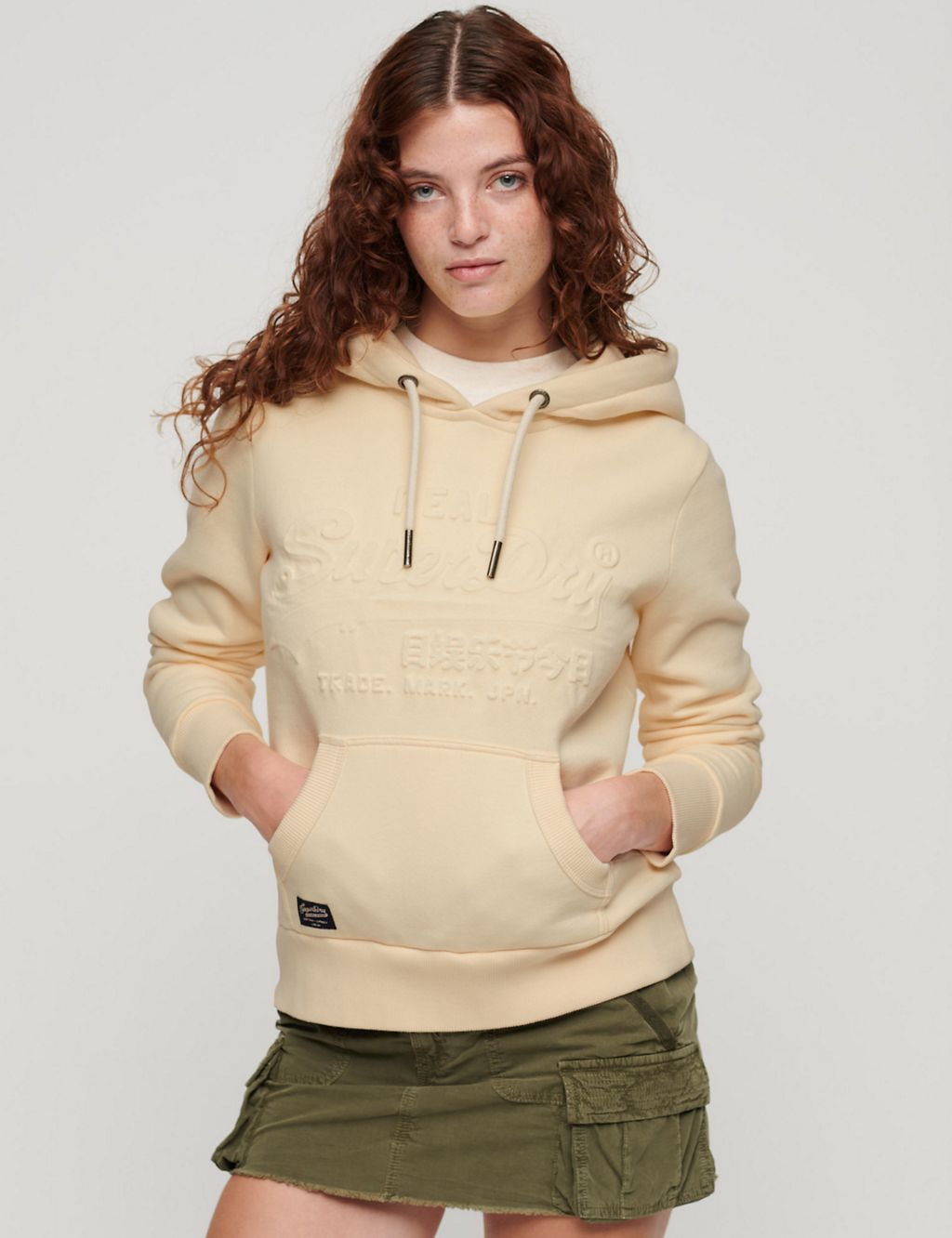 Cotton Rich Embossed Logo Relaxed Hoodie 3 of 5