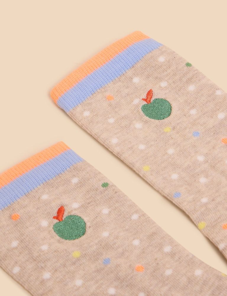 Cotton Rich Embroidered Ankle High Socks 2 of 2