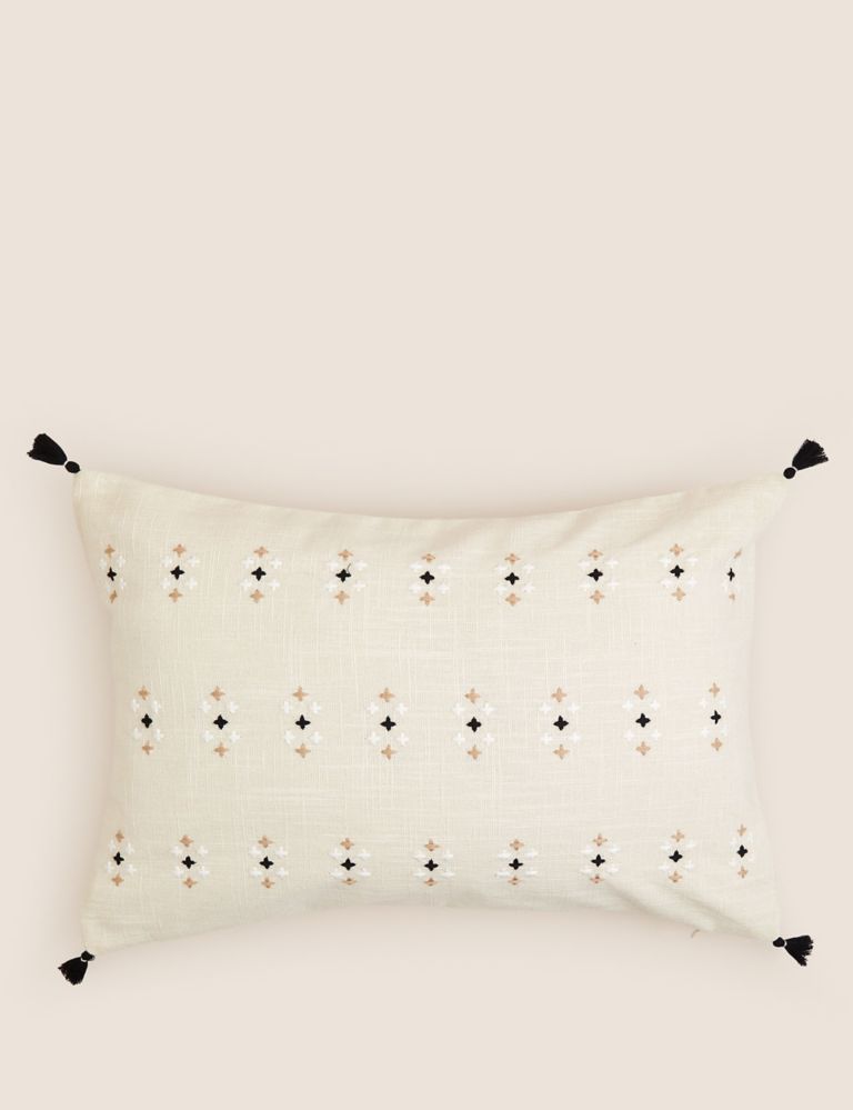 Cotton Rich Embroidered Bolster Cushion 1 of 5