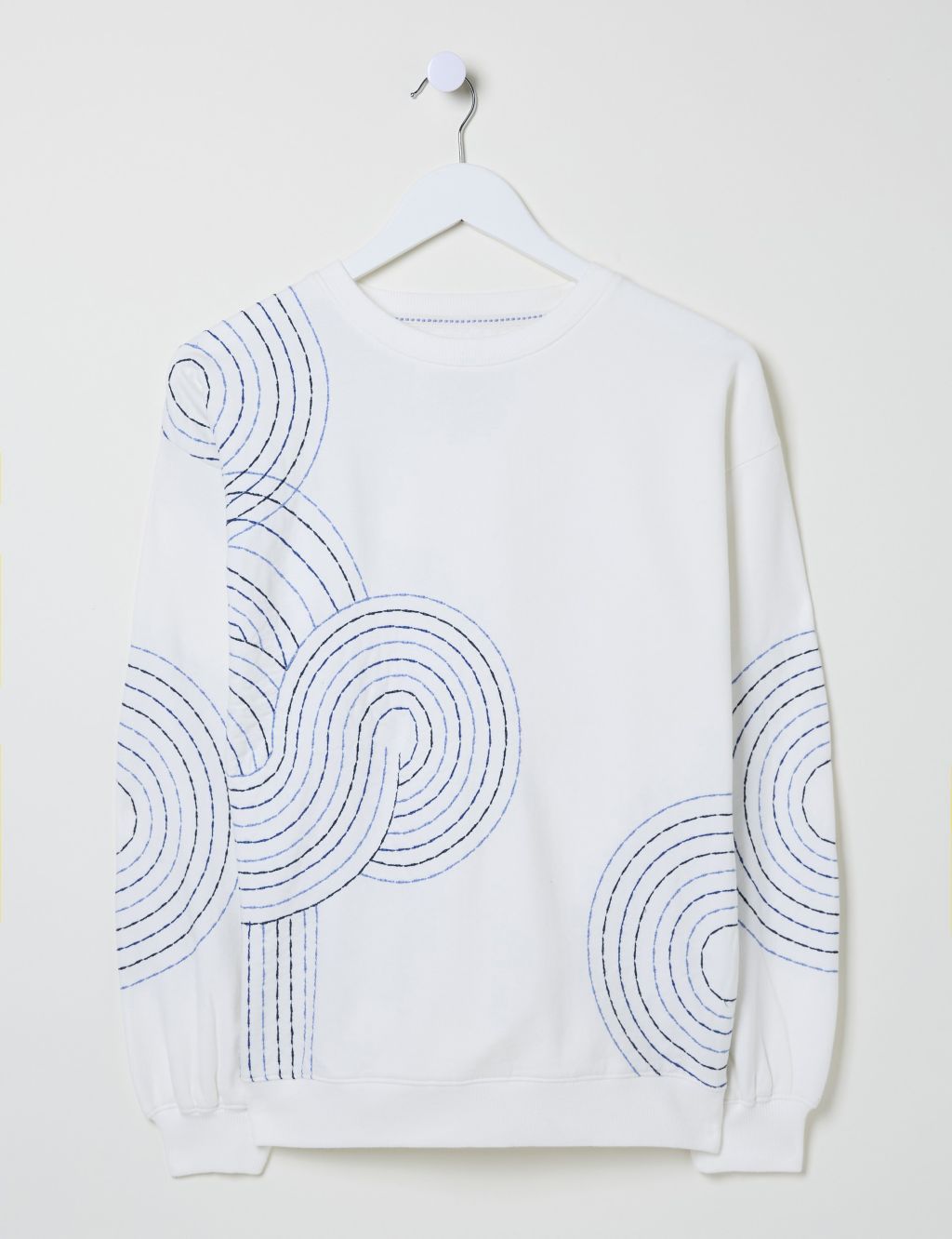 Cotton Rich Embroidered Crew Neck Sweatshirt 1 of 5