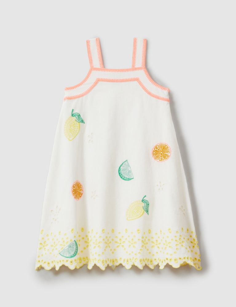 Cotton Rich Embroidered Dress (4-14 Yrs) 2 of 4