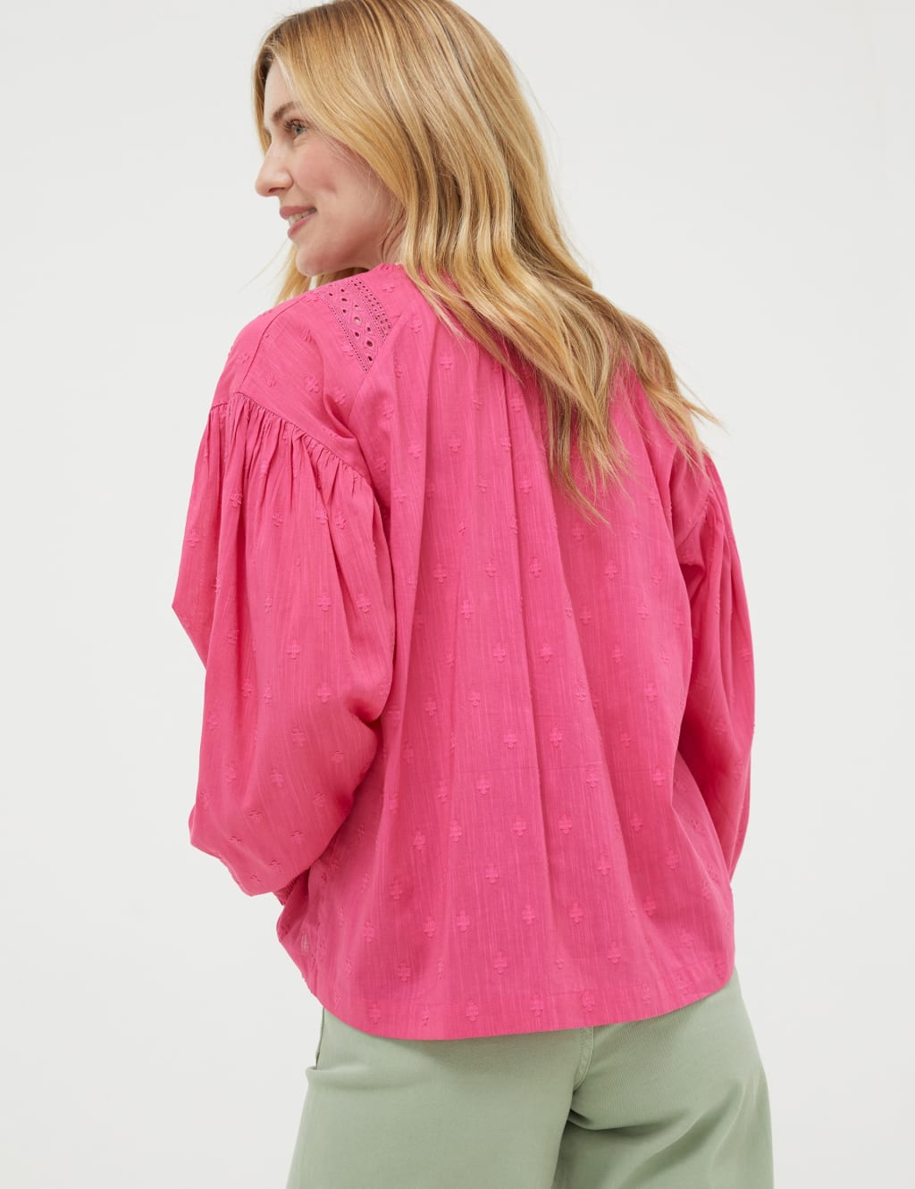 Cotton Rich Embroidered Lace Blouse FatFace M&S