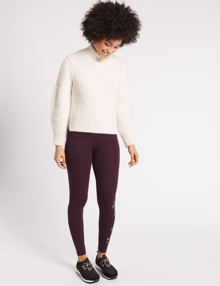 Cotton Rich Embroidered Leggings 1 of 6