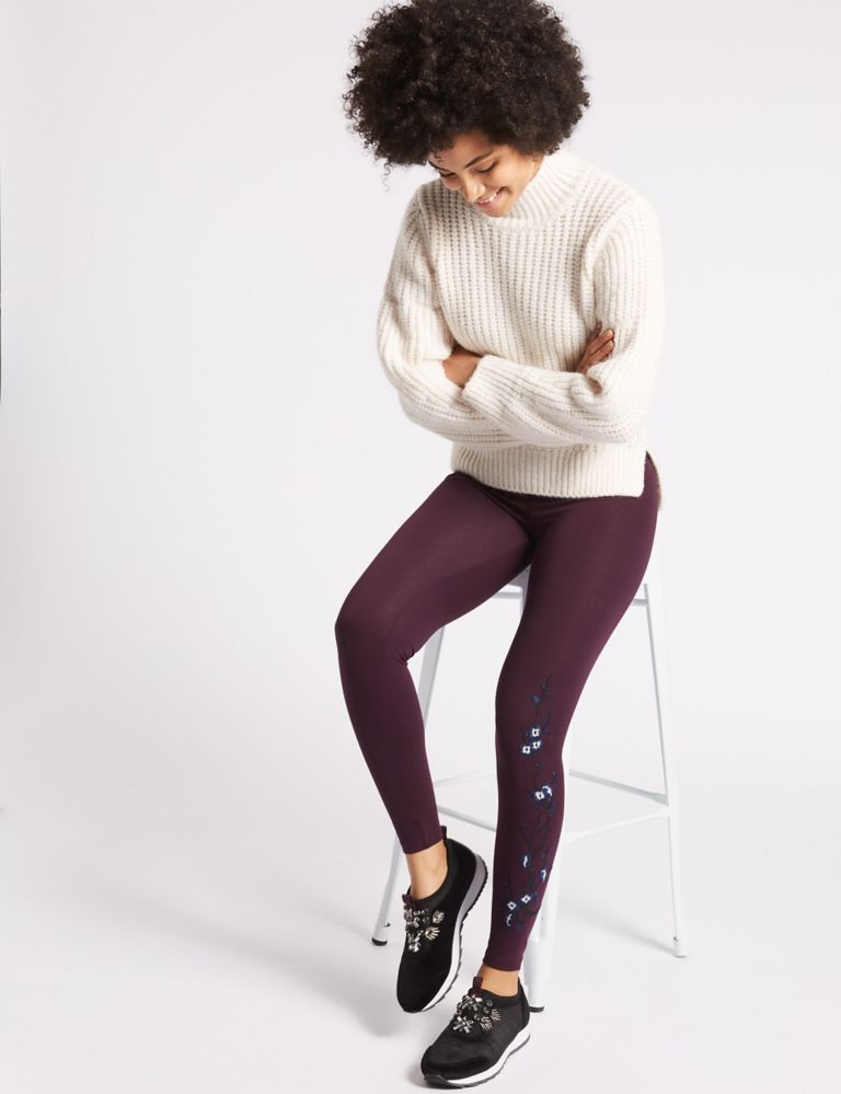 Cotton Rich Embroidered Leggings 3 of 6