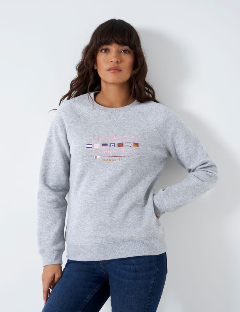 Cotton Rich Embroidered Logo Sweatshirt Crew Clothing M S