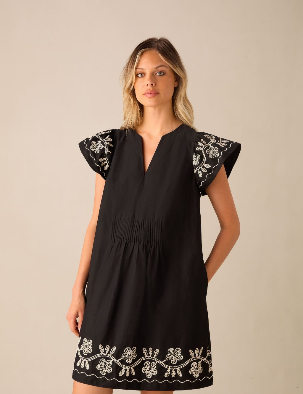 Cotton Rich Embroidered Mini Smock Dress 8 of 8