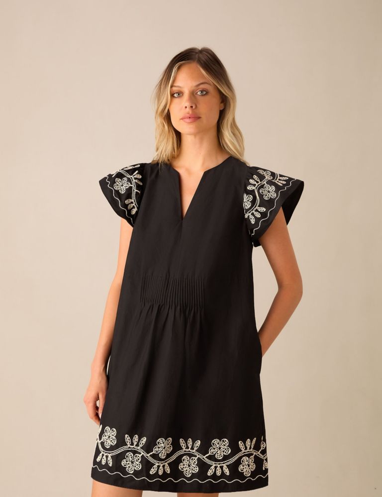 Cotton Rich Embroidered Mini Smock Dress 5 of 8