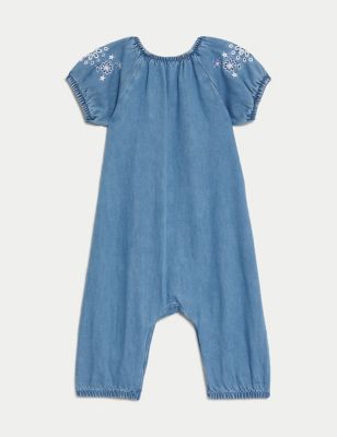Cotton Rich Embroidered Romper (0-3 Yrs) Image 2 of 3