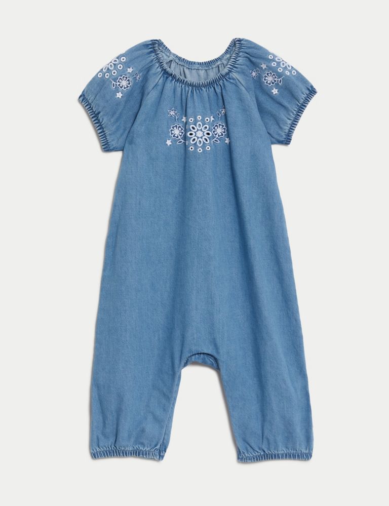 Cotton Rich Embroidered Romper (0-3 Yrs) 1 of 3