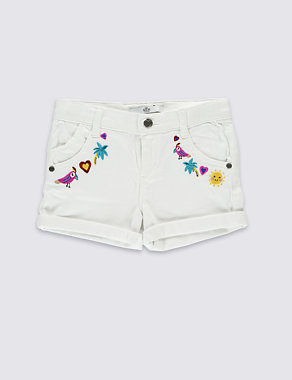 Cotton Rich Embroidered Shorts (1-7 Years) Image 2 of 3