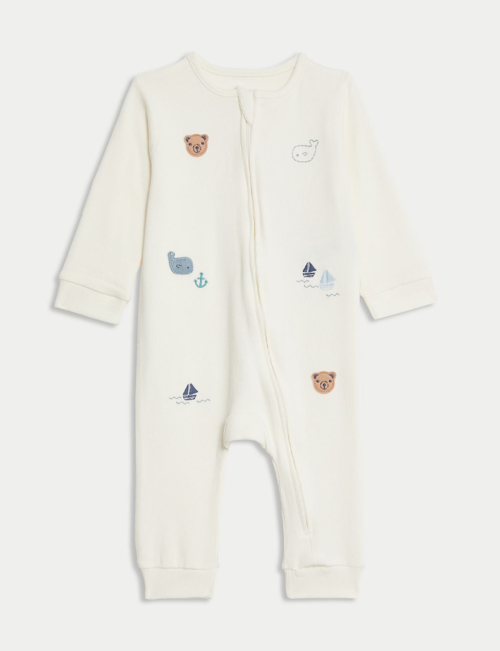 Cotton Rich Embroidered Sleepsuit (0-12 Mths) 1 of 6