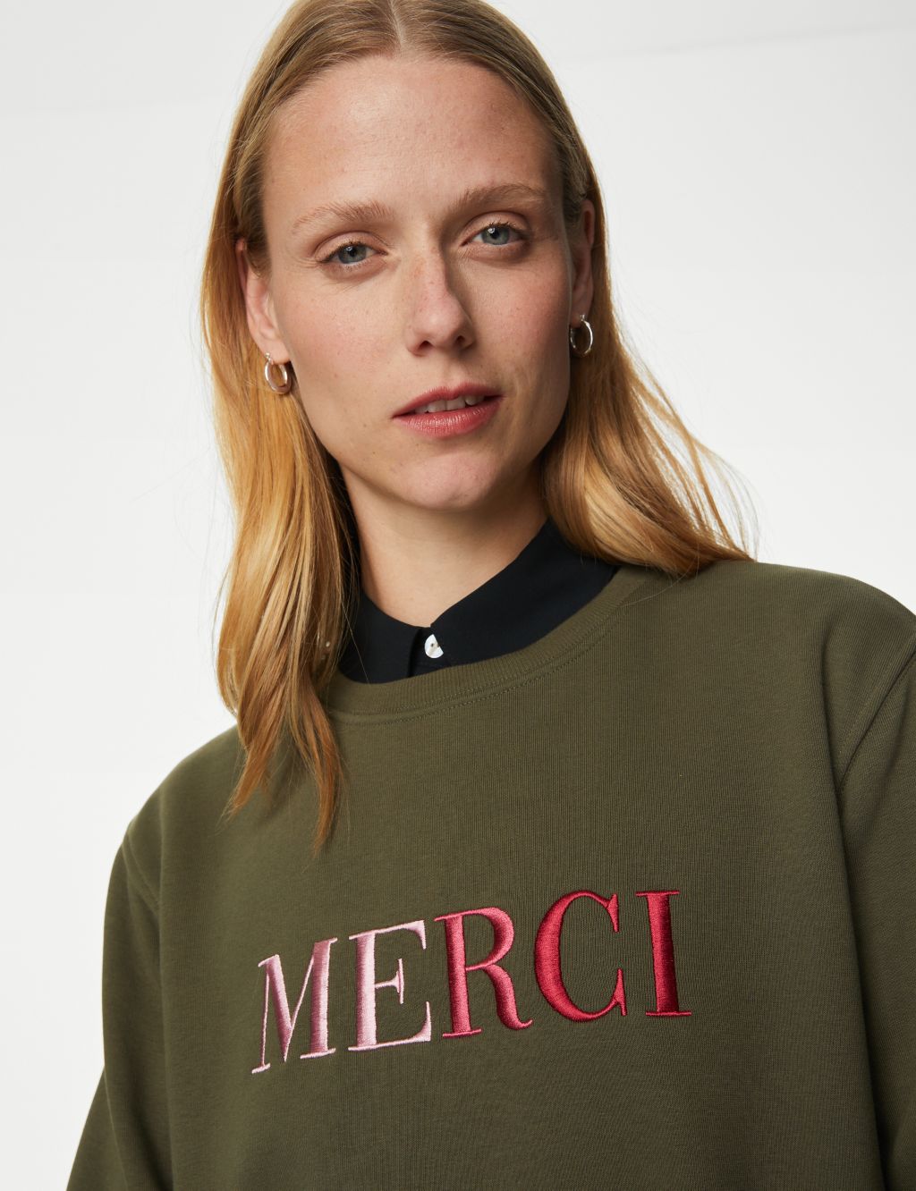 Cotton Rich Embroidered Slogan Sweatshirt | M&S Collection | M&S