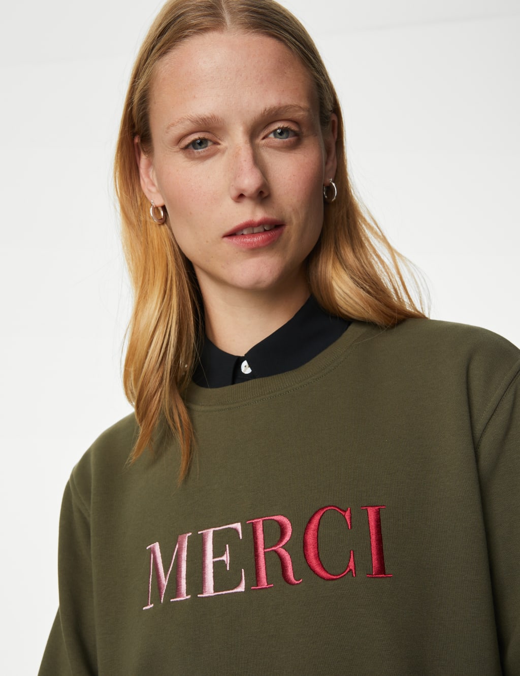 Cotton Rich Embroidered Slogan Sweatshirt | M&S Collection | M&S