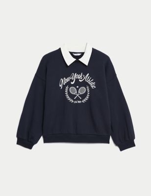Cotton Rich Embroidered Sweatshirt (6-16 Yrs) Image 2 of 6