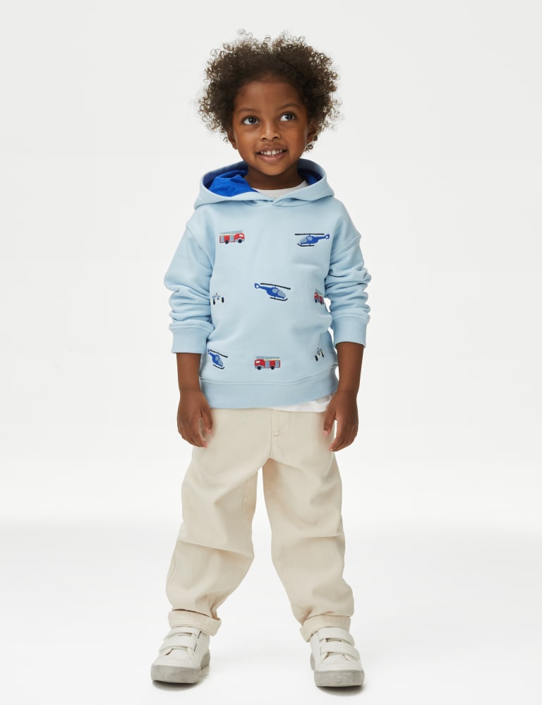 Cotton Rich Embroidered Transport Hoodie (2-8 Yrs) 4 of 5