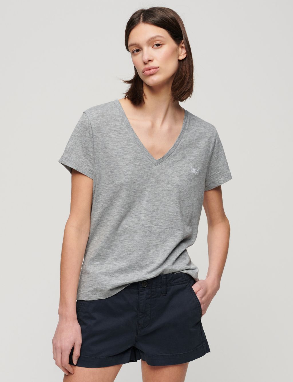 Cotton Rich Embroidered V-Neck T-Shirt 3 of 5