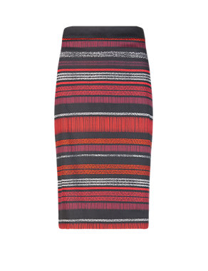 Cotton Rich Ethnic Striped Pencil Skirt Image 2 of 4