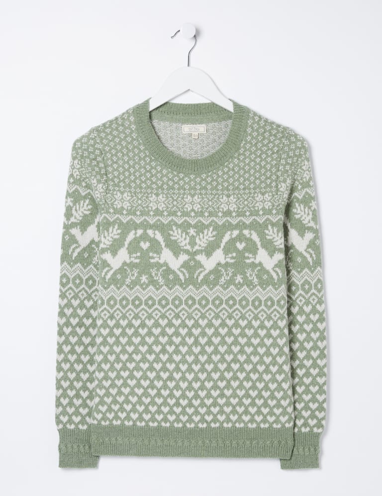 Cotton Rich Fair Isle Fox Jumper with Wool FatFace M S