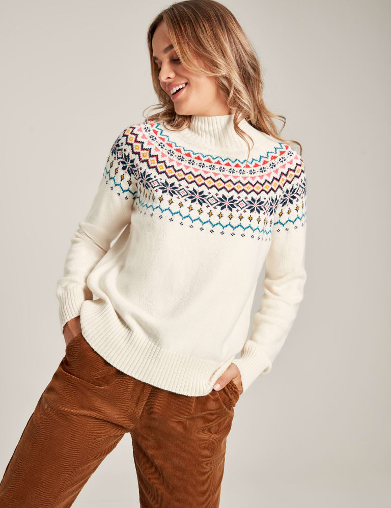 Cotton Rich Fair Isle Funnel Neck Jumper 1 of 5