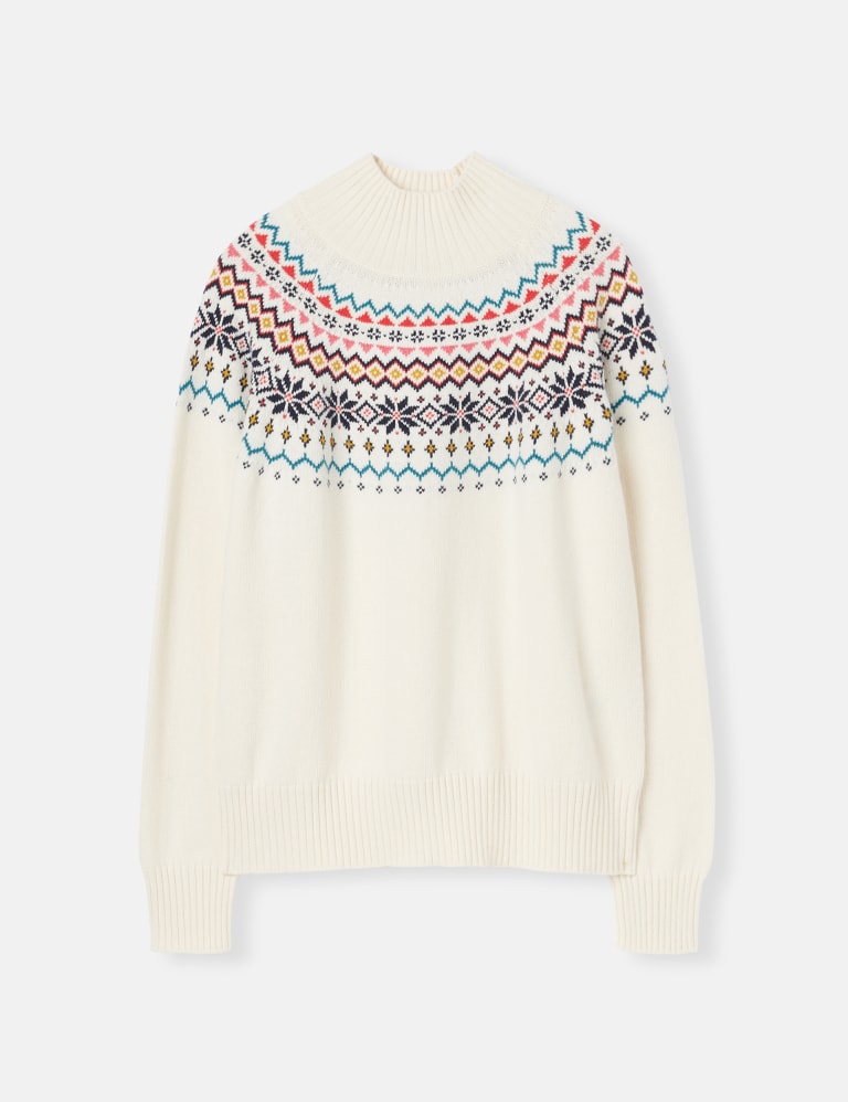 Cotton Rich Fair Isle Funnel Neck Jumper Joules M S