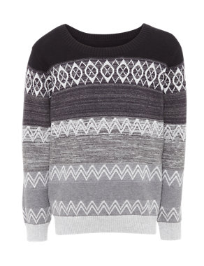 Cotton Rich Fair Isle Jumper with Cashmere Image 2 of 5