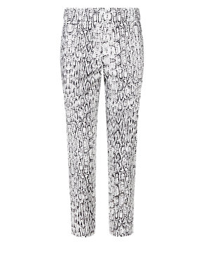 Cotton Rich Faux Snakeskin Print Cropped Trousers Image 2 of 4