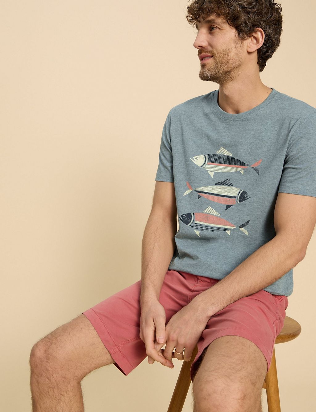 Cotton Rich Fish Graphic Crew Neck T-Shirt 3 of 6