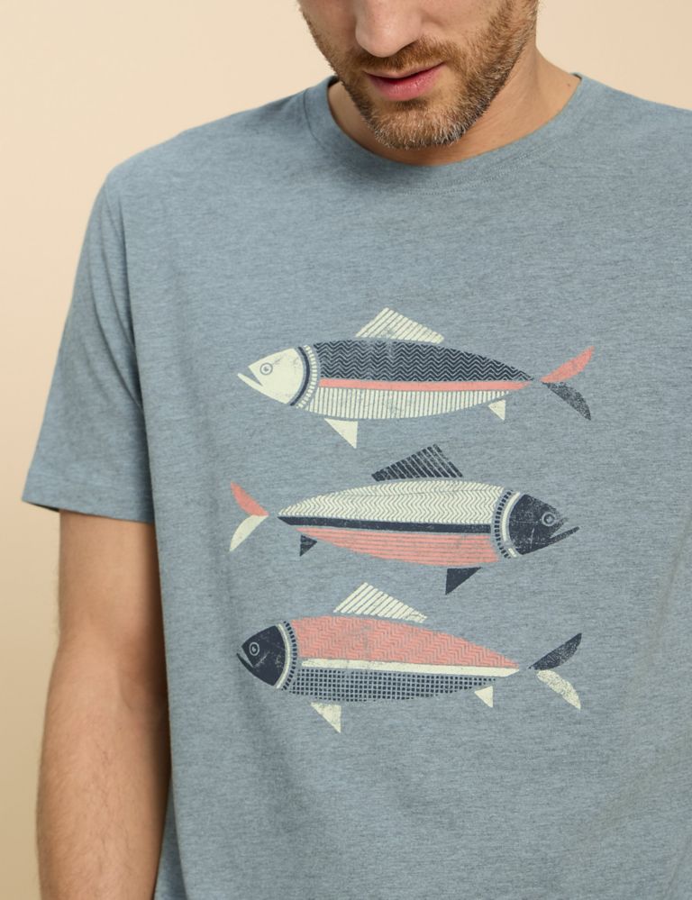 Cotton Rich Fish Graphic Crew Neck T-Shirt 5 of 6