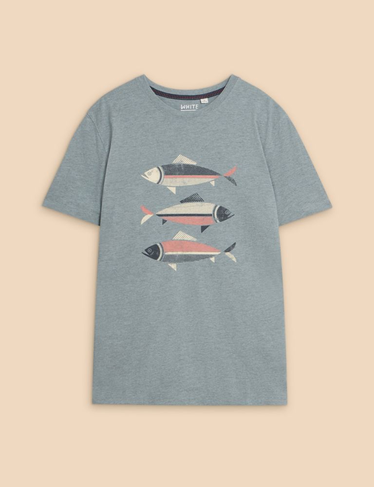 Cotton Rich Fish Graphic Crew Neck T-Shirt 2 of 6