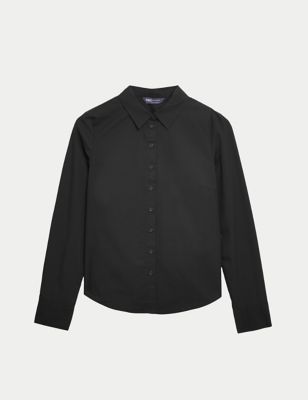Cotton Rich Fitted Collared Shirt Image 2 of 5