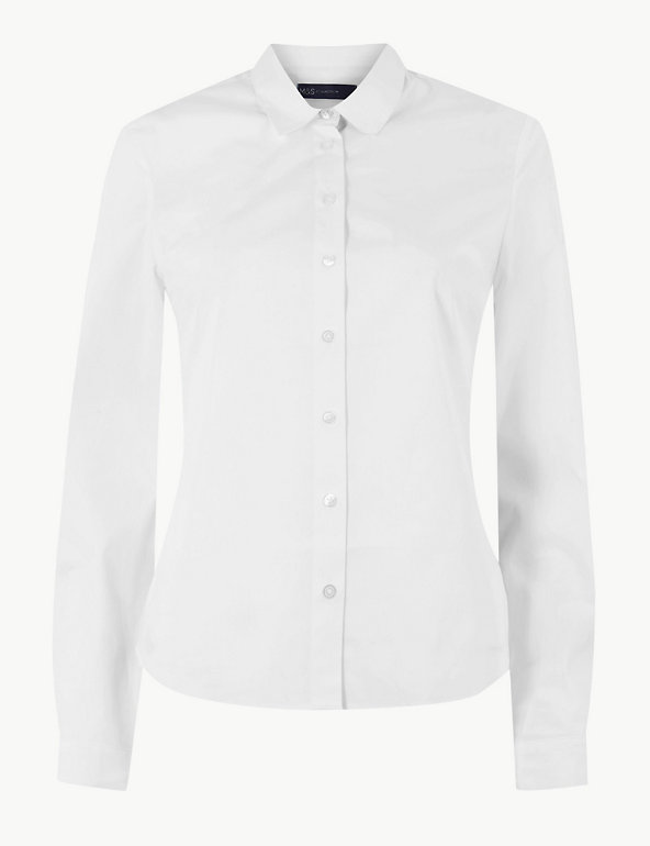 Cotton Rich Fitted Long Sleeve Shirt Image 1 of 1