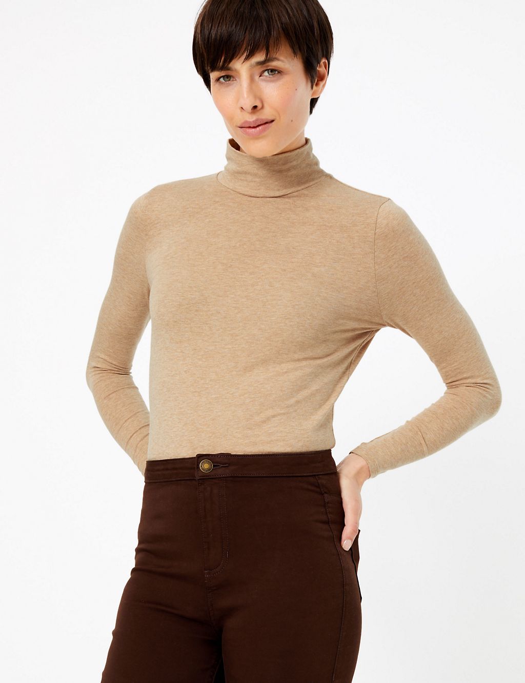 Cotton Rich Fitted Long Sleeve Top 3 of 4