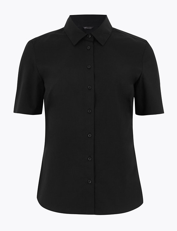 Cotton Rich Fitted Short Sleeve Shirt Image 1 of 1