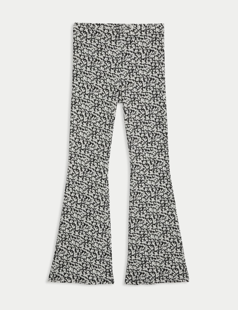 Girls Mix And Match Leopard Print Knit Flare Leggings 3-Pack