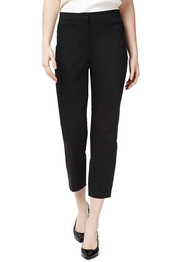 Cotton Rich Flat Front 7/8 Trousers Image 1 of 1
