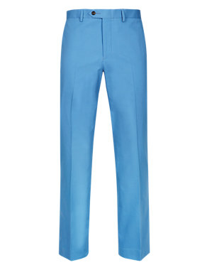 Cotton Rich Flat Front Trousers Image 2 of 4