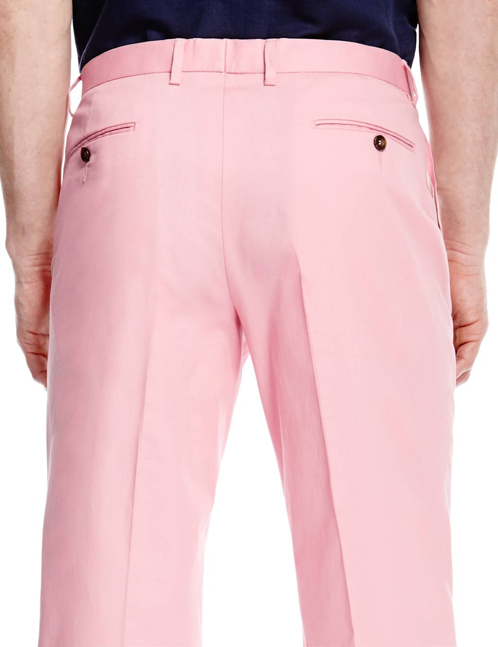 Cotton Rich Flat Front Trousers M&S Collection Luxury M&S