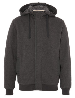 Cotton Rich Fleece Lined Hooded Top Image 2 of 6