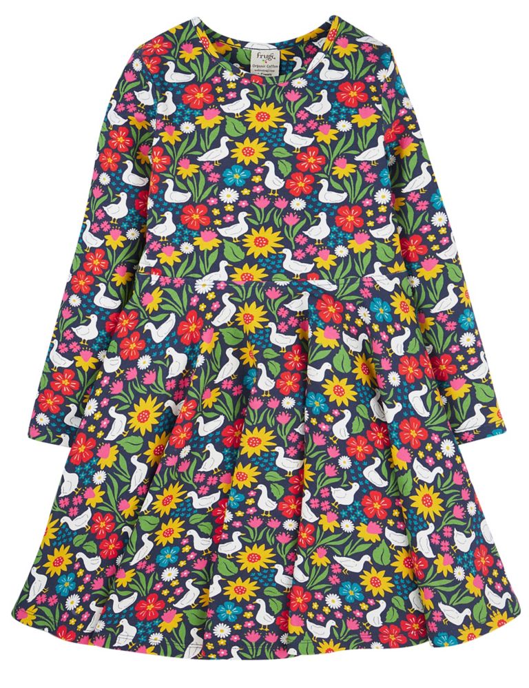 Cotton Rich Floral & Ducks Dress (2-10 Yrs) 1 of 6