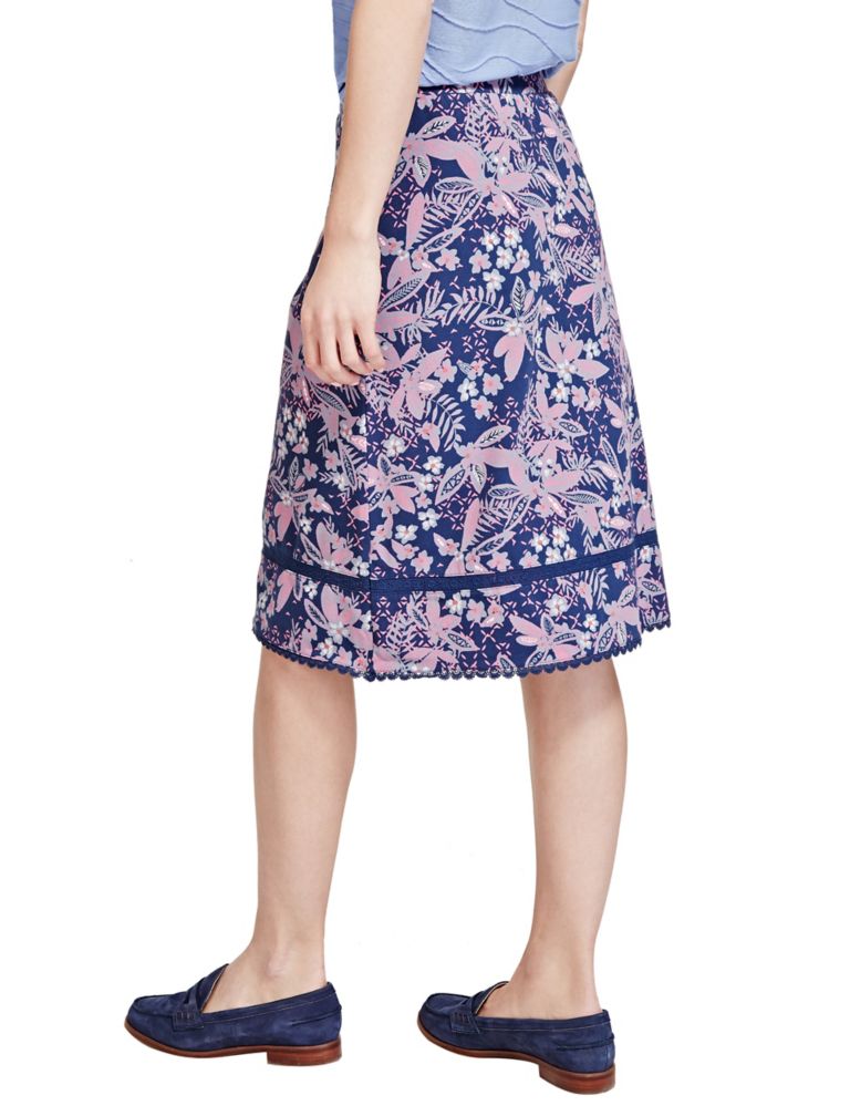 Cotton Rich Floral A-Line Skirt 4 of 4