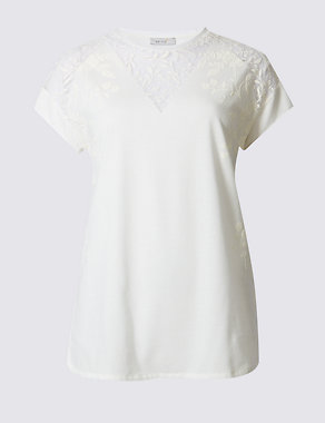Cotton Rich Floral Burnout T-Shirt Image 2 of 4