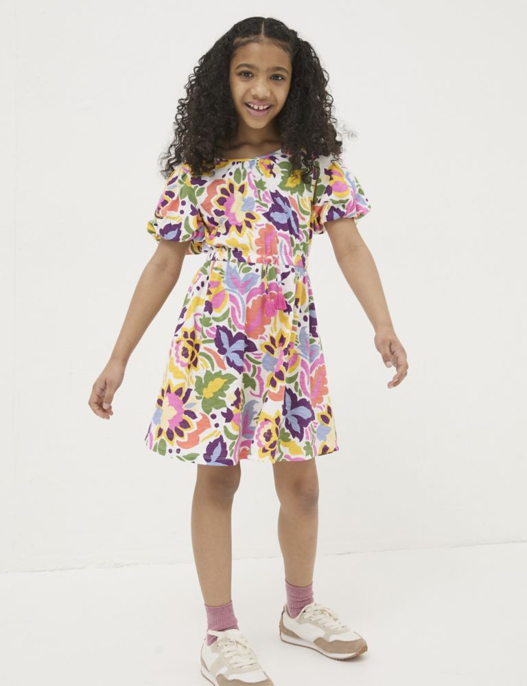 Cotton Rich Floral Dress (3-13 Yrs) 1 of 5