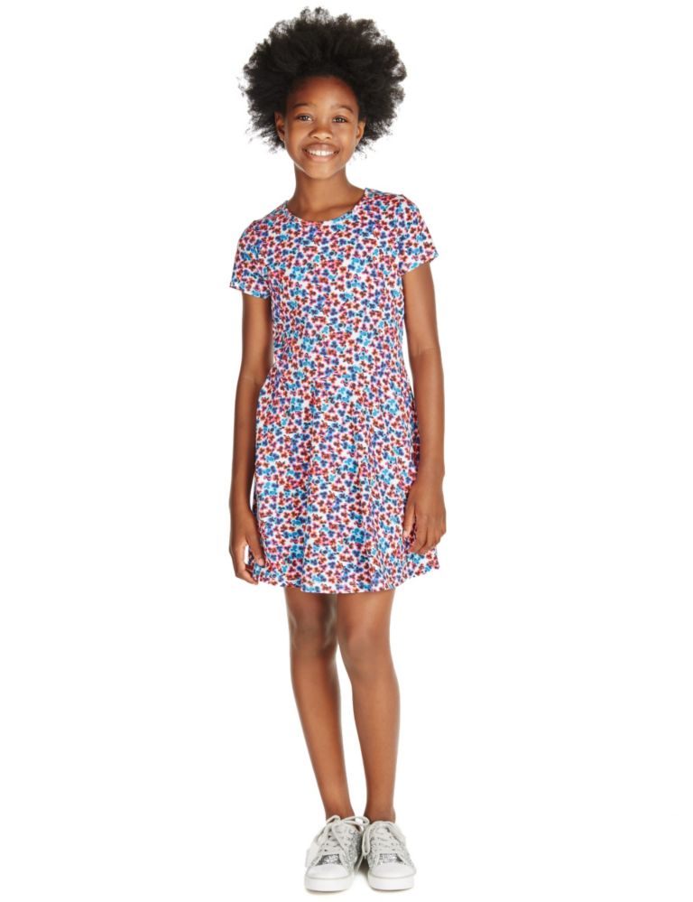 Cotton Rich Floral Dress (5-14 Years) 1 of 3
