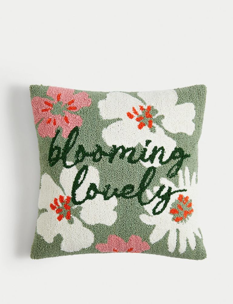 Cotton Rich Floral Embroidered Cushion 1 of 6