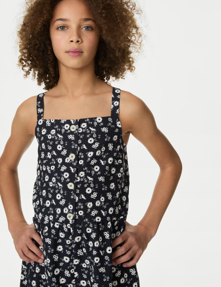 Cotton Rich Floral Jumpsuit (6-16 Yrs), M&S Collection